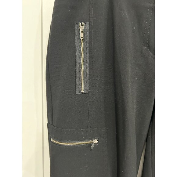 Chicos Black Utility Pants With Zipper Pockets & Cuffed Hems Size S - Picture 4 of 10